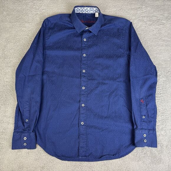 Robert Graham Shirt Mens M Blue Paisley Long Sleeve Button Up Cotton‎ Flip Cuff - Picture 2 of 10